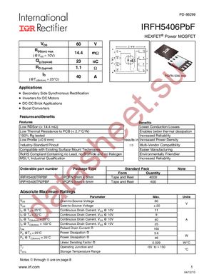 IRFH5406TRPBF datasheet  